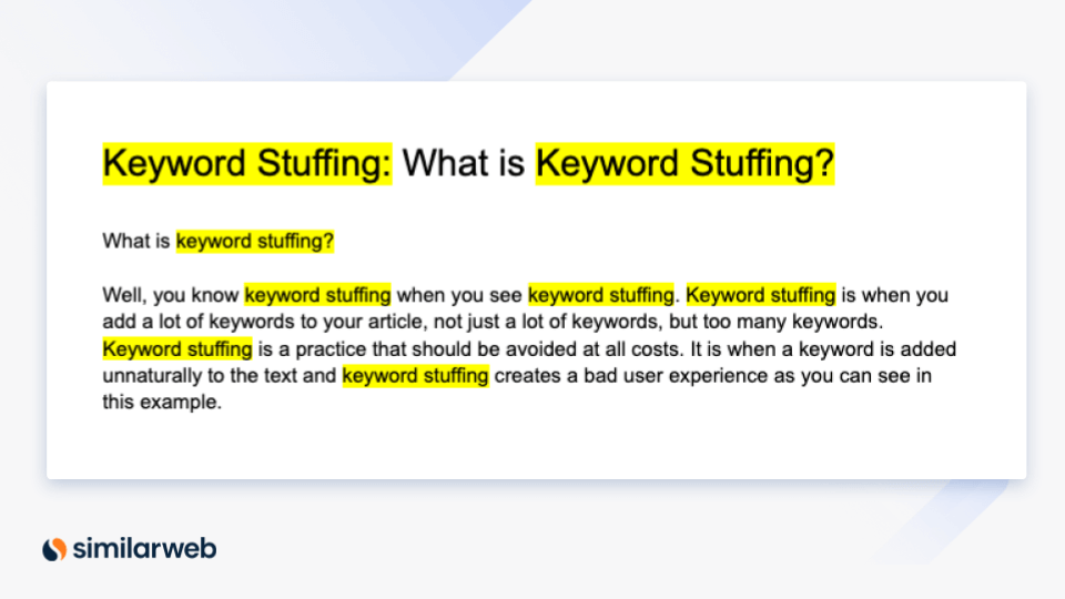 Beispiel für Keyword-Stuffing